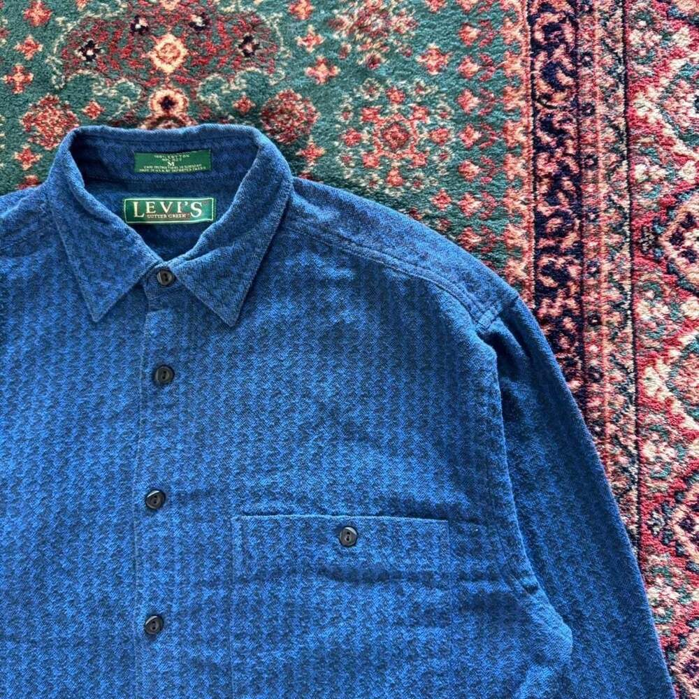 Levi's Sutter Creek Blue Patterned Button Down Shirt Size M - Picture 2 of 8